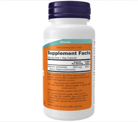 NOW Foods Selenium 200mcg Back of Pot