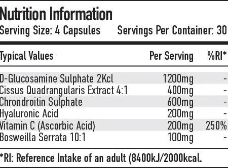 Per4m Joint 120 Capsule Nutritional Information