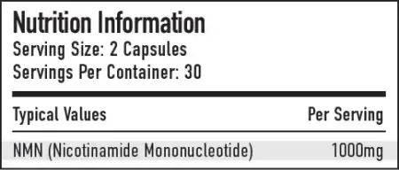Per4m NMN 60 Capsules Nutritional Information