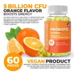 Harmonify Probiotic Gummies 5 Billion CFU Orange Flavour - Benefits Image - Vegan Friendly