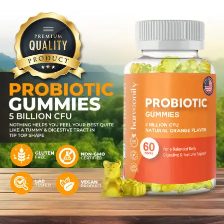 Harmonify Probiotic Gummies 5 Billion CFU Orange Flavour - Quality Award Image