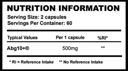 Strom ABG10+ Nutritional Information