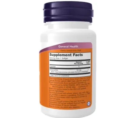 Now Foods Astaxanthin 10mg High Stength - 60 Softgels Nutritional Information