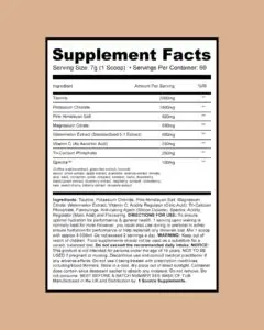 1 Source Supplements Hydrate - Supplement Facts