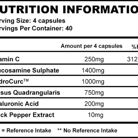 Strom Sports SupportMax Joint Capsules Nutrition Panel