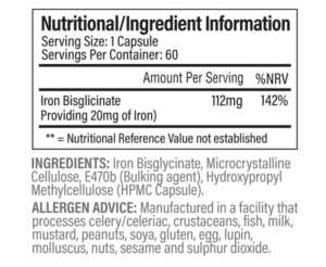 tbJP Iron Capsules Nutritional Information