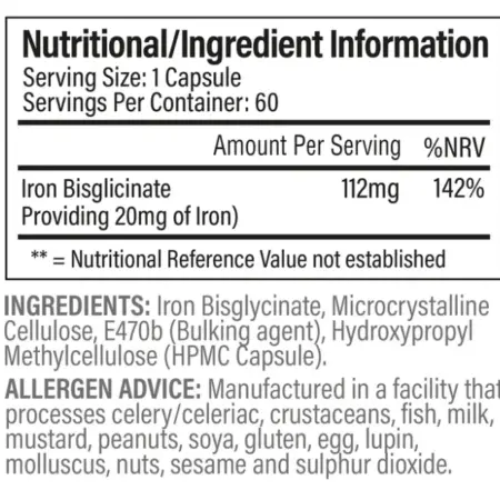 tbJP Iron Capsules Nutritional Information