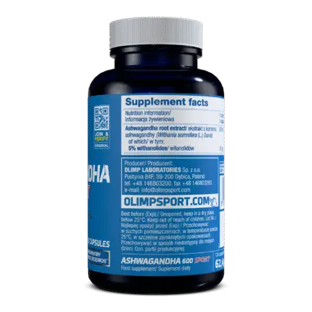 Olimp Ashwagandha Sport 130 Caps - Nutritional Information