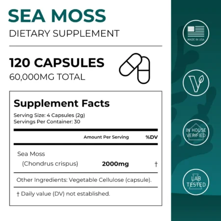 Neurogan + Health Sea-Moss-Capsules-Supplement Facts Infographic