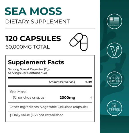 Neurogan + Health Sea-Moss-Capsules-Supplement Facts Infographic
