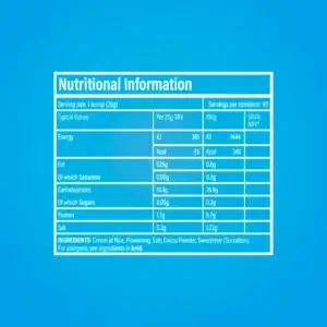 tbJP Cream of Rice 50g Nutritional Information