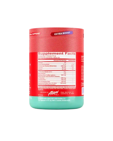 Alani Nu Cherry Slush Pre Workout Plus - Nutritional Information