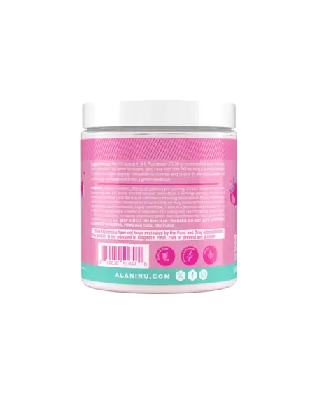 Alani Nu Pink Slush Pre Wokout Front of Tub