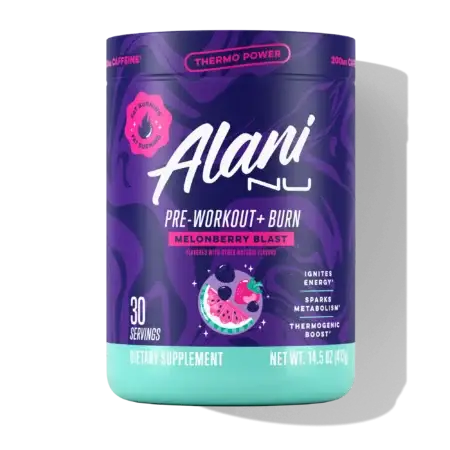 Alani Nu Pre + Burn Melonberry Flavour - Front of Tub