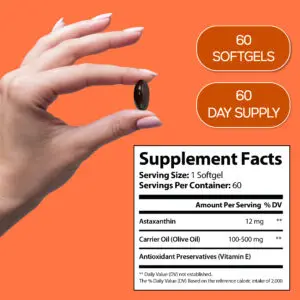 Harmonify High Strength Astaxanthin 12mg in Olive Oil - Supplement Facts