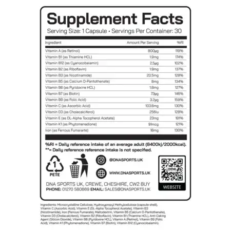 DNA Multivitamin - Supplement Facts