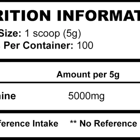 Strom Glutamine Unflavoured 500g - Nutritional Information