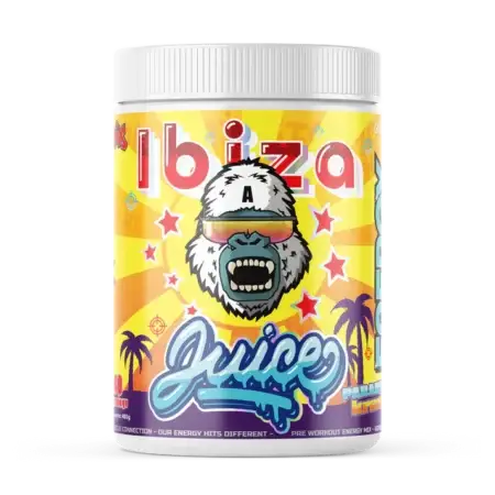 Gorillalpha Ibiza Juice Paradise Krush Flavour Pre Workout - Front of Tub