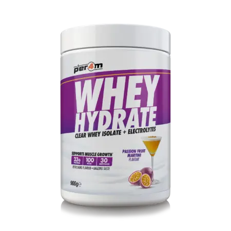 Per4m Whey Hydrate - Passion Fruit Martini 900G Flavour - Front of Tub