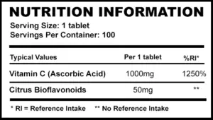 Strom Sports Vitamin C Nutrition Panel