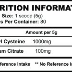 Strom Sports NAC Powder Nutritional Information Panel