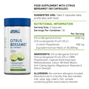 Applied Nutrition Citrus Bergamot Nutritional Information