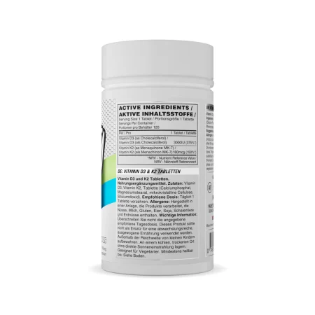 Naughty Boy Lifestyle Vitamin D3 & K2- Nutritional Information