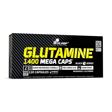 Olimp Glutamine 1400- 120 Mega-Caps Front of Box