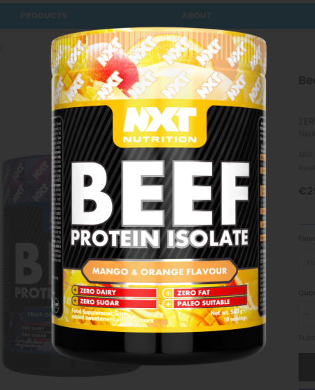 NXT Beef Protein Isolate 504g Mango & Orange Flavour