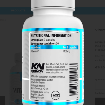 NXT Nutrition Vitamin C Capsules 1000mg