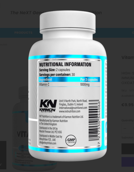 NXT Nutrition Vitamin C Capsules 1000mg