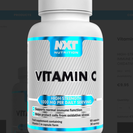 NXT Nutrition Vitamin C Capsules Front of Tub 1000mg