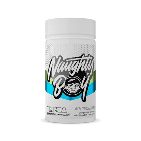 Naughty Boy Omega 3 Softgels - Front of Tub