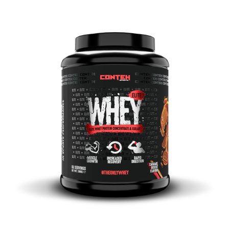 Conteh Sports Whey_Elite_Caramel Biscuit - Front of Tub