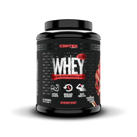 Conteh Sports Whey_Elite_Strawberry Cheesecake - Front of Tub